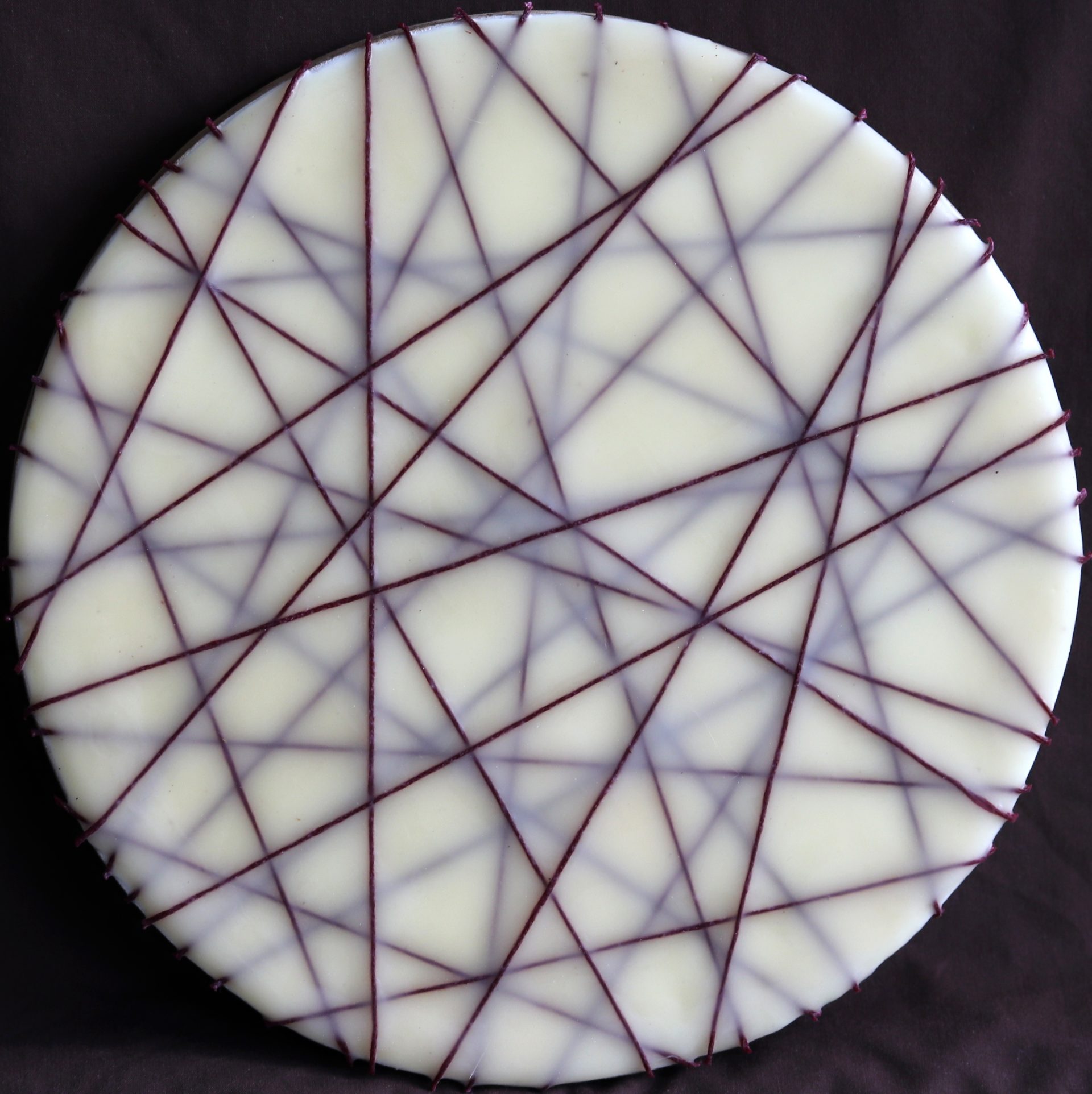 Time Lines Encaustic and embroidery thread on board